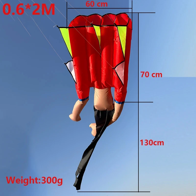 0.6 * 2M 3 Color Fun Soft Kites Athlete Top Beach Kite Easy To Fly Soft Tear Resistant Holiday Gift Parent-child Sports