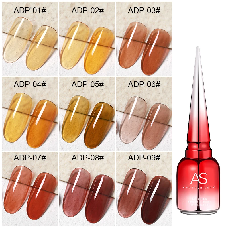 ADP Jelly Crystal Gel Nail Polish Translucent Fall Autumn Set Red Coral Orange Grey Amber Brown 9 Colors Girlfriend Gift
