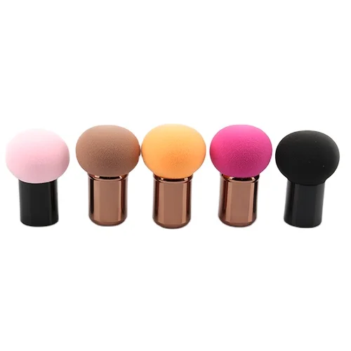 nbr oval/round shape pink makeup sponges refillable foundation powder puff with handle