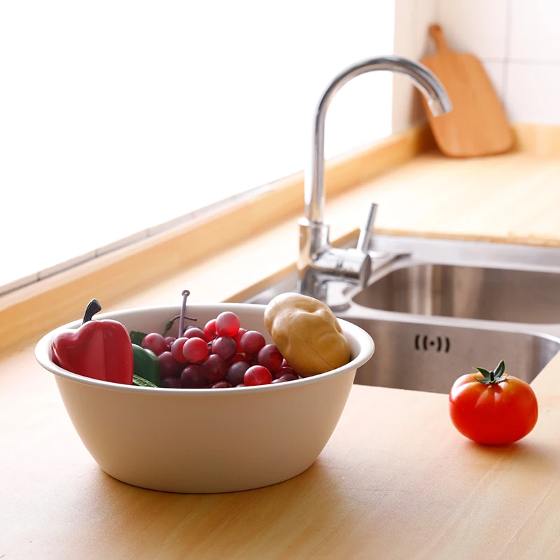 High Quality Frosted plastic round bathroom kitchen wash clean basin household multipurpose colorful round fruits wash basin