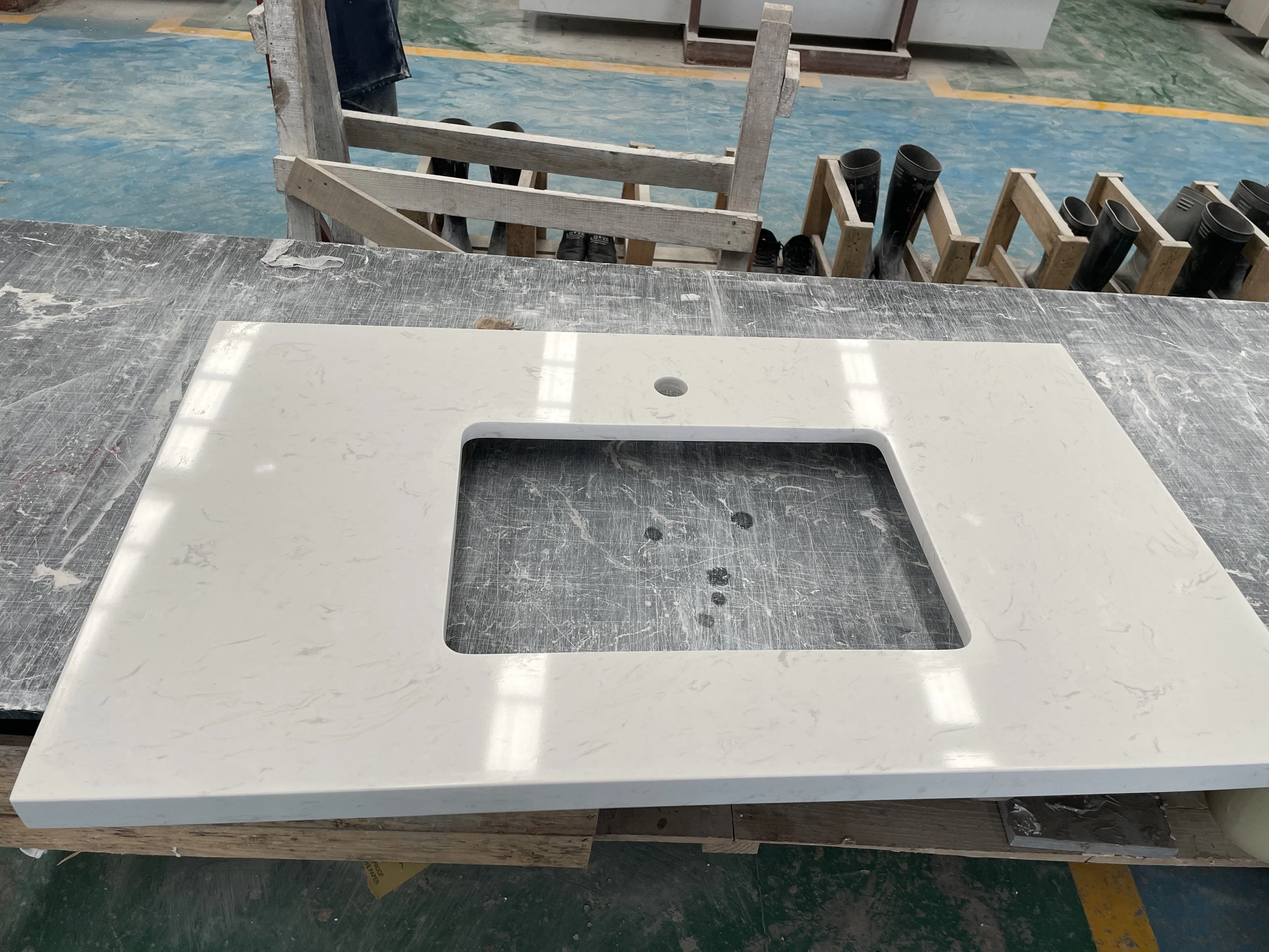 Hot sale high quality snow crystal vanity top slab cut to size white marble