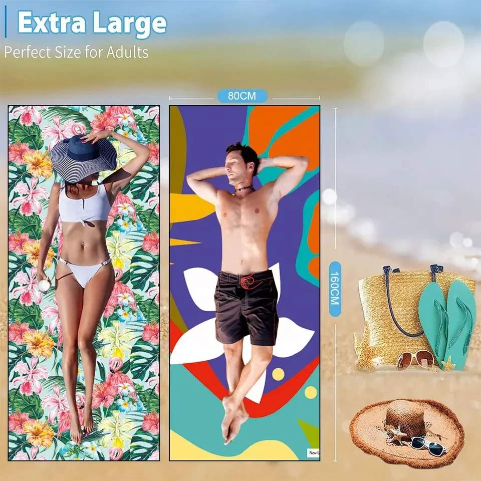 100% Cotton Beach Towels Velour Custom Design Reactive Printed Large Over Sized Jacquard Logo Beach Towel