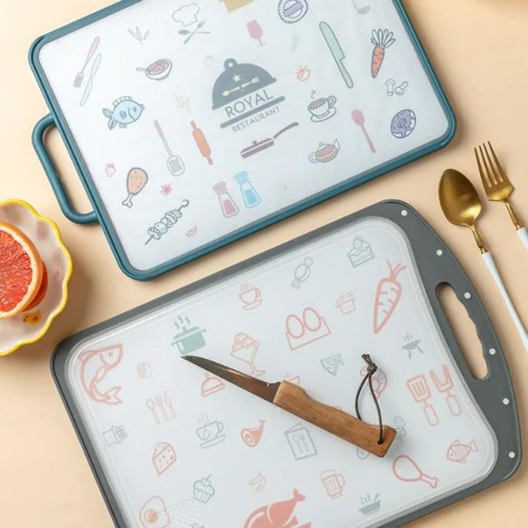 custom logo eco friendly colored green cute cheapest pe pp hdpe large with handle  plastic cutting board set