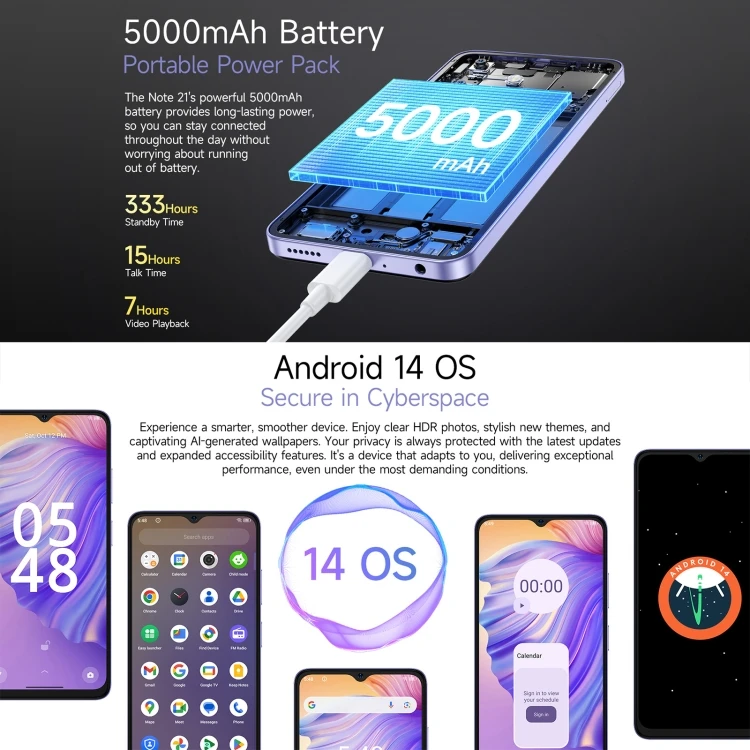 Новое поступление бестселлер дропшиппинг Ulefone Note 21 4 ГБ + 128 смартфон 6 56 дюймов Android 14 мобильный телефон