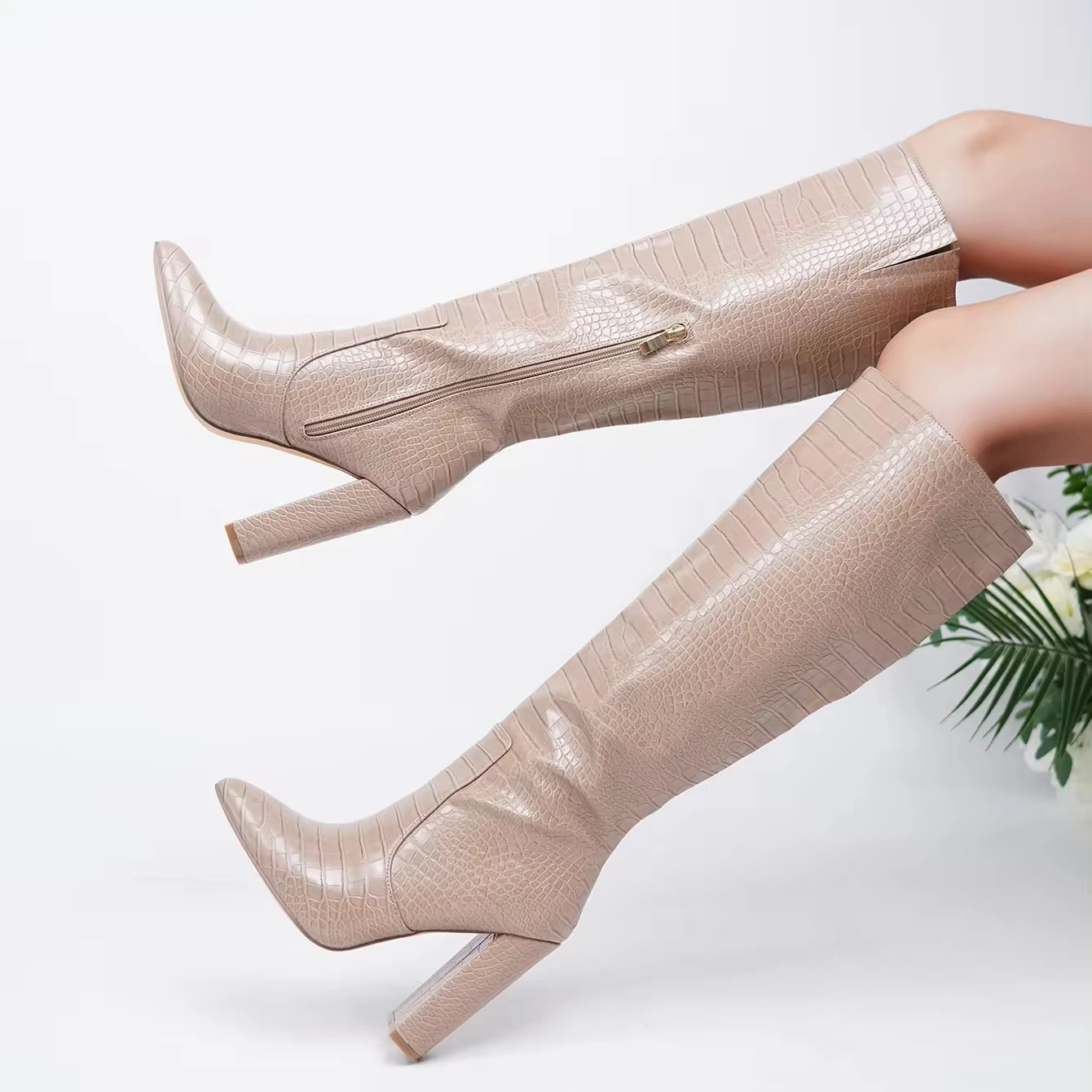 White Women Platform High Boots Fashion Zipper Point Toe Long Boots Ladies Sexy High Heel Thigh Boots Women Shoes