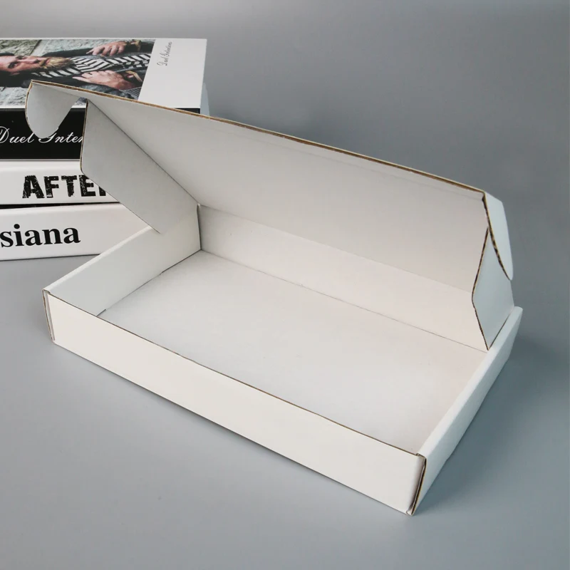 E - commerce custom printed logo self - sealed recycled white shipping box flute corrugated shipping carton