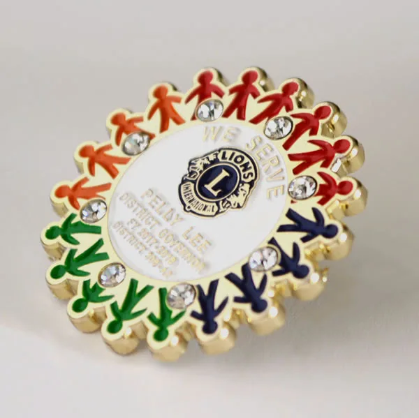 High Quality Luxury Hard Enamel Lion Pin Rhinestone Pins