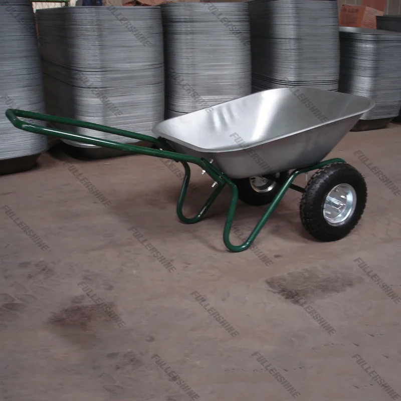Russia model galvanized wheel barrow WB6211 with double wheel 4.00-6