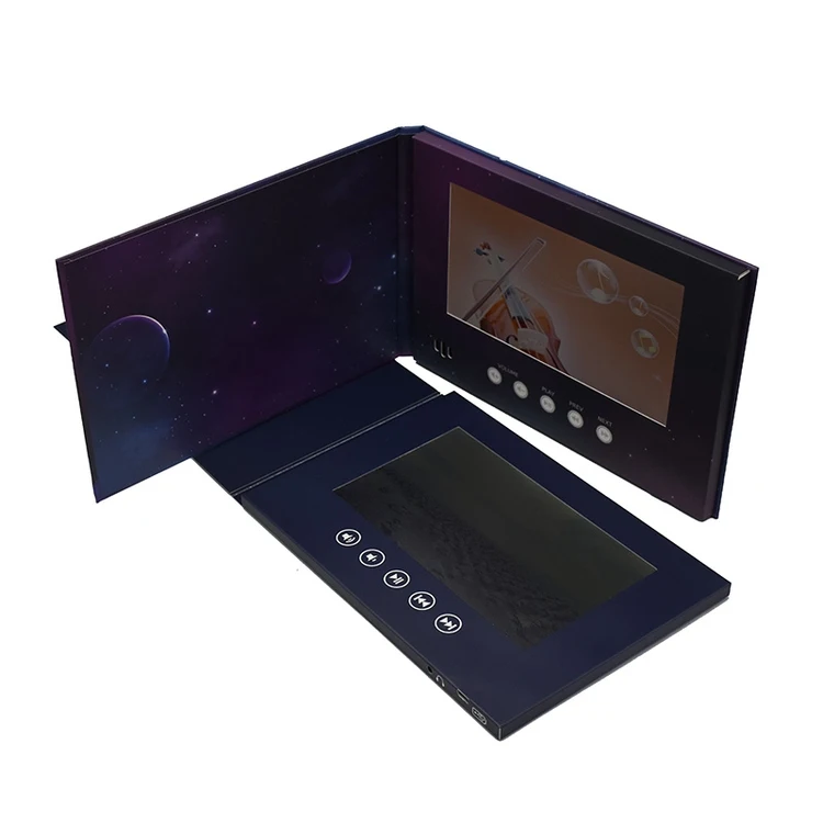 china custom Party Invitation Hardcover 7 inch hd ips cheap promotional video brochure or video greeting gift card