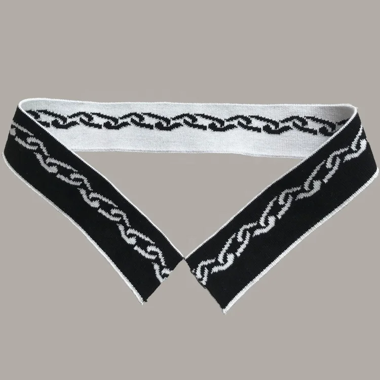 
Full Cotton Double-sided Jacquard Knitted Rib Collar And Design Flat Chain Pattern Collar For Clothing Accessories 
