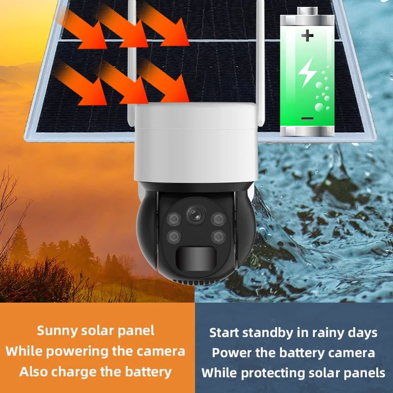 WIFI/4G 2MP automatic tracking liteOS 20m PIR sensor night vision solar camera