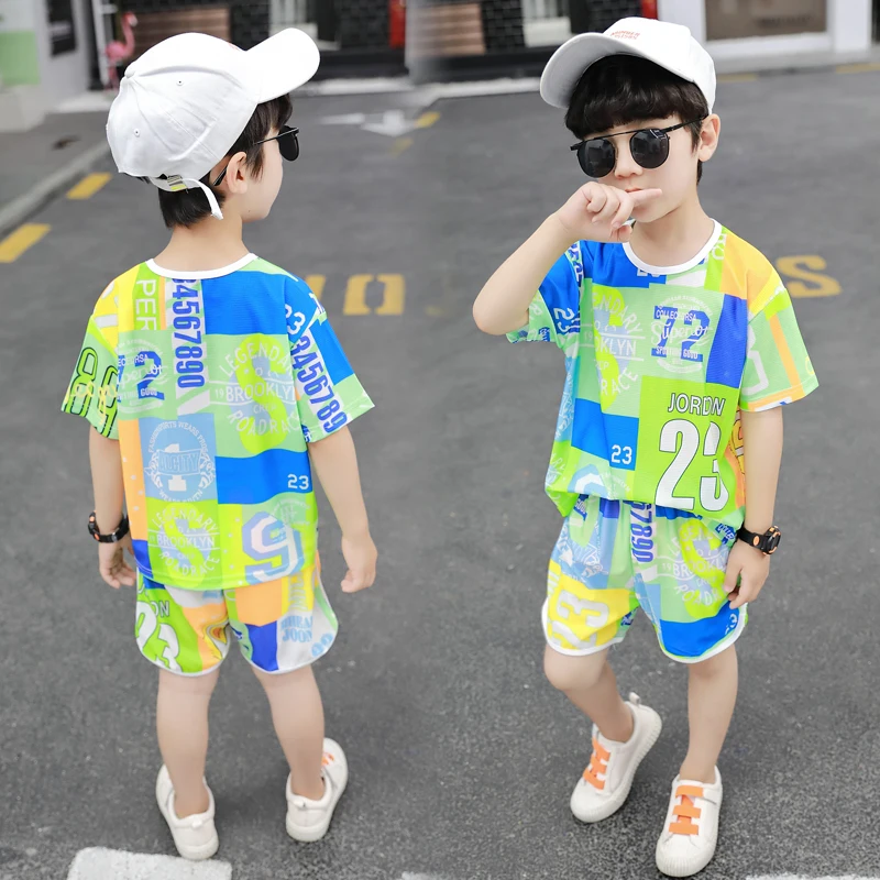 
DRBKX2005B11 New design kids t shirts+shorts set high quality fashion boy summer clothes wholesale boy clothing sets 