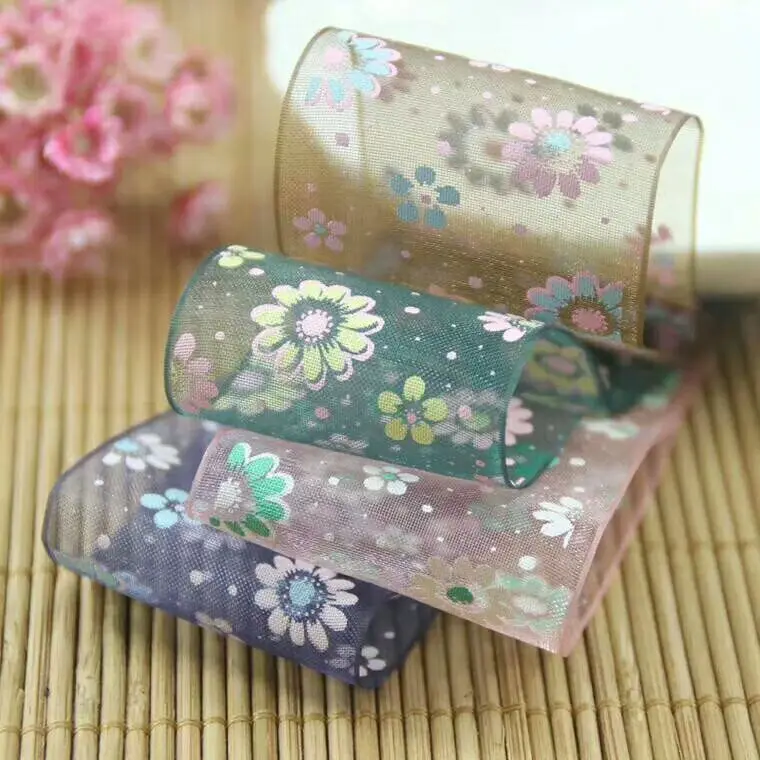 Cheap Price Print Custom Logo Fashion Lace Ribbon Bow Organza Ribbon Custom Size Festival Gift Wrap Ribbon