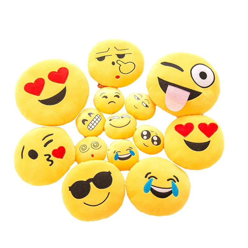 Wholesale Hot Sale Stuffed Pillow Custom 30cm Plush Funny Cute Smiley Throw Cushion Emotion Happy Face Kids Birthday Party Gift