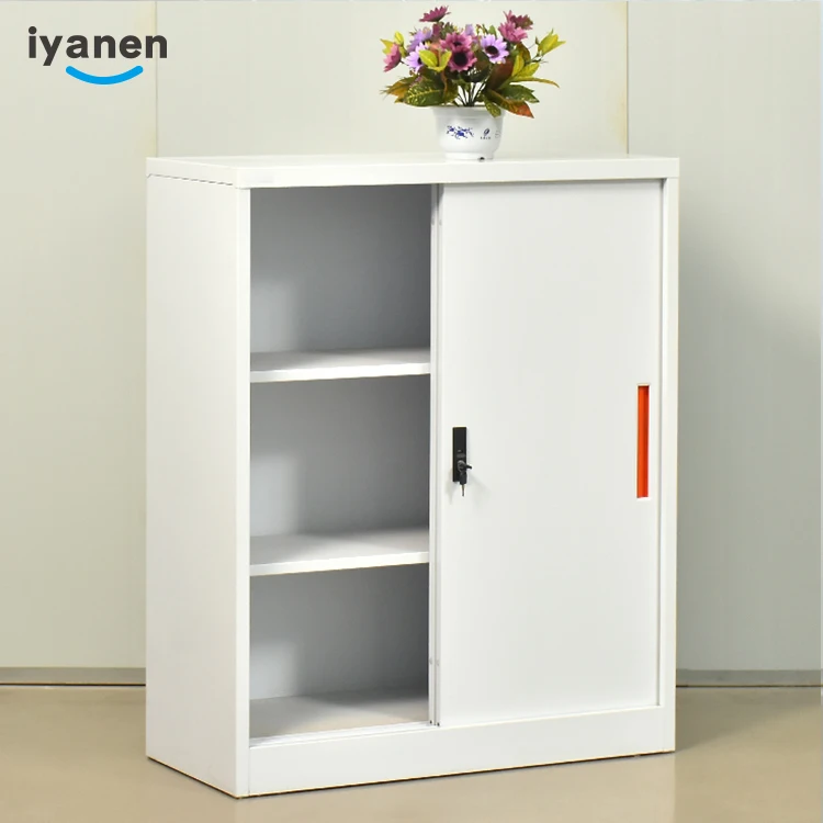 China Customized Design 2 Sliding door Inside 3 Floor Low Height Steel Fireproof Multi-used Office Filing Storage Cabinet