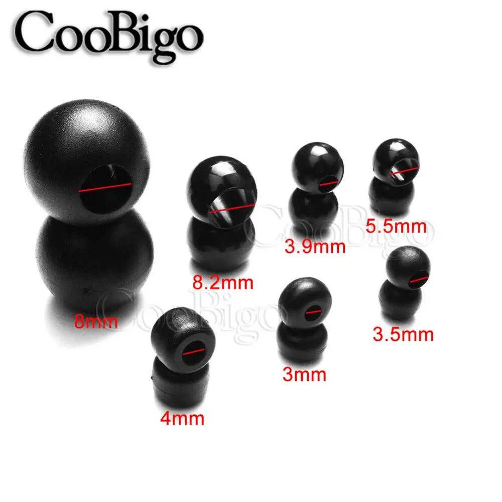 Pony Plastic Beads Large Hole Barrel Bead Cord Lock Ends Necklace Jewelry Bracelet Bags Make Sewing Hair Braid Accessories Black