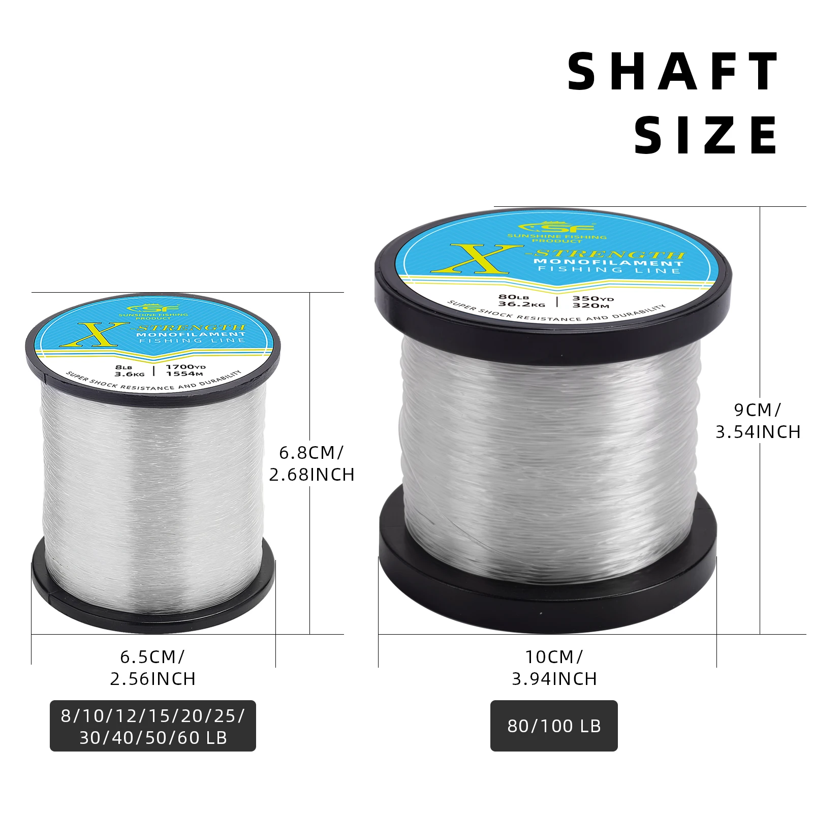 8 10 12 15 20 25 30 40 50 60LB High Impact Monofilament Fishing Line Premium Spool Strong Mono Nylon Material Leader Line Clear
