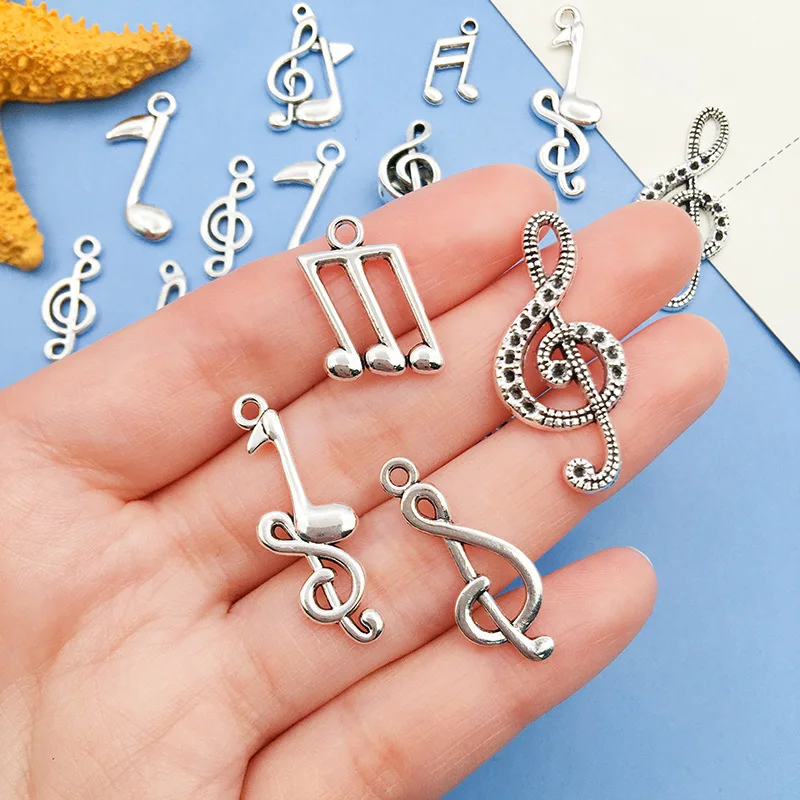100pcs Alloy Multistyle Musical Instrument Notes Symbols Pendant Connector Music Elements Charm