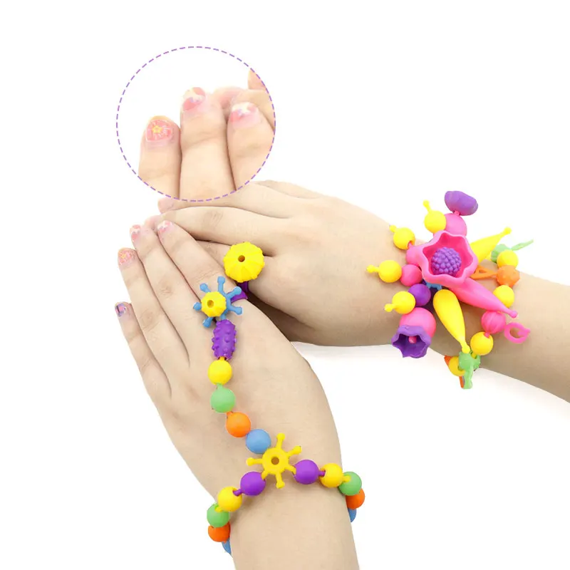 Kid Arts and Crafts & Diy Toys Pop Beads Jewelry Making Kit Snap Toy for Girl Toddlers 1-3 2-4 Years