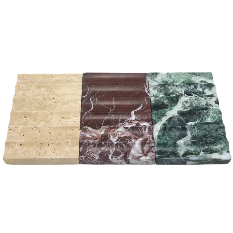 Factory Handicraft Marble Soap Dish Wave Surface Marble Soap Dishes