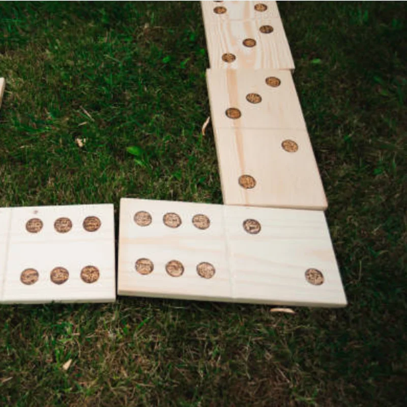 Asweets 2023 Outdoor Wooden Custom educational toys Domino Set 28Pcs Blocks Big Domino run Toys For Kdis