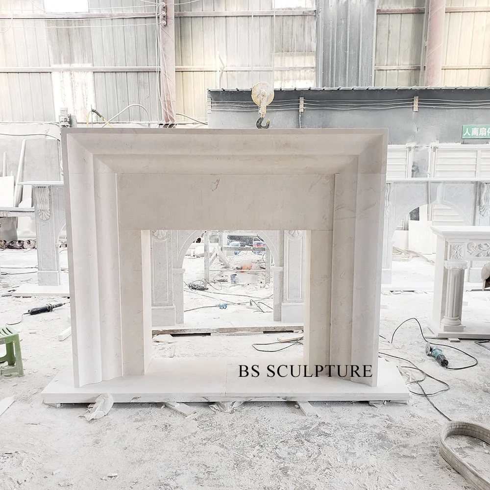 Современный Крытый декоративный натуральный бежевый известняк каменный камин окружают