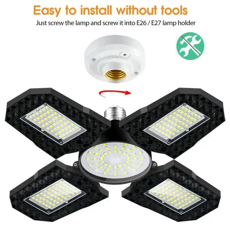 LED Plant Growth Lamp E27 Deformation Folding Grow Light 4-leaf Red Blue Spectrum Phytolamp
