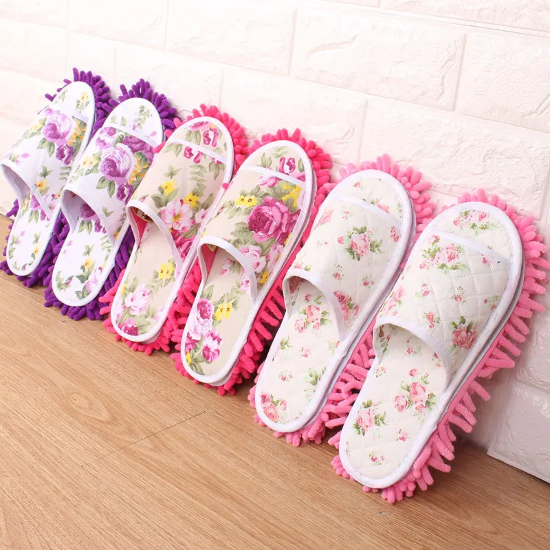floor cleaning mop slipper lazy mopping slippers multi function chenille fiber washable dust mop slipper