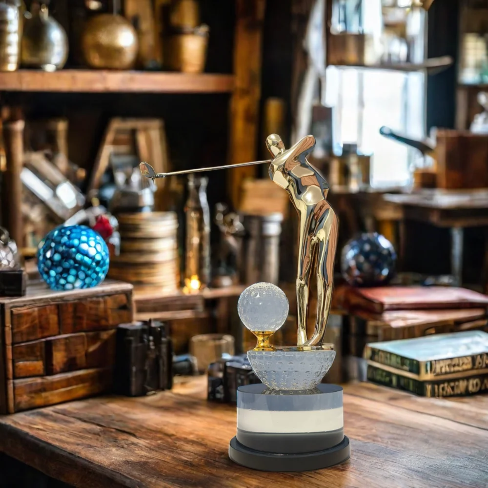 Trophy Business/soucanvas Gift Golf Crystal Ball Glass Globe K9 Crystal World Award with Crystal Customized Star Base for Sports