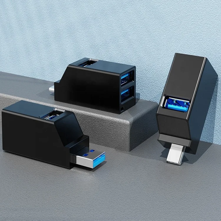 Amazon hot sale Mini Aluminum 3 port black gray usb 3.0 type-c hub for Mac PC Mobile phone