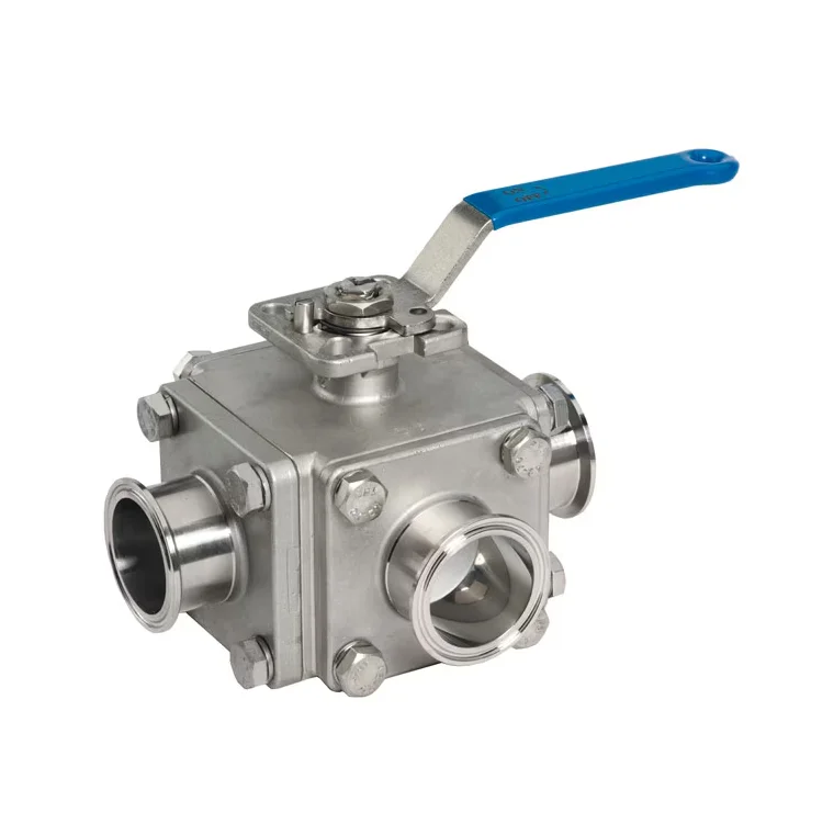 Stainless Steel Ball Valve T/L-port 3 Way Hygienic Direct Mount Clamp End
