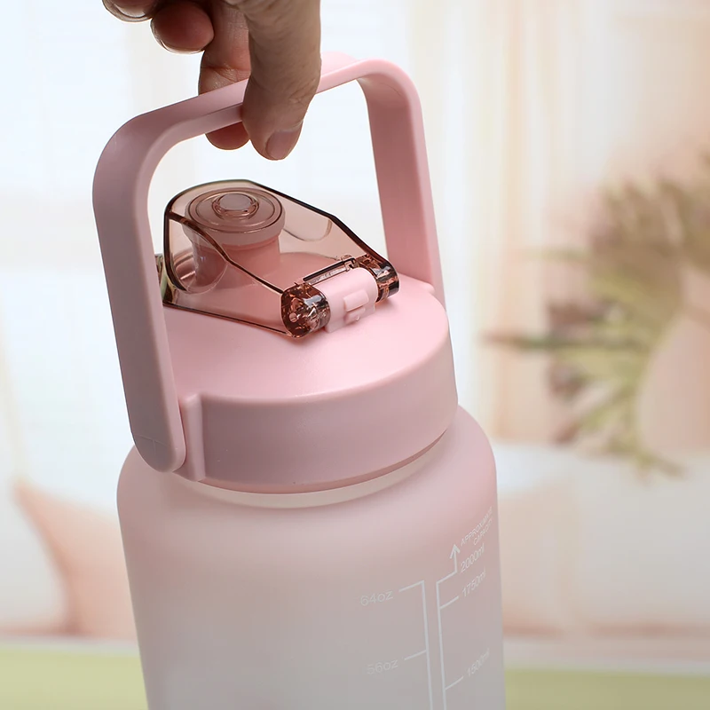 2 liter plastic water bottle with silicone straw markers sublimation sports bottle