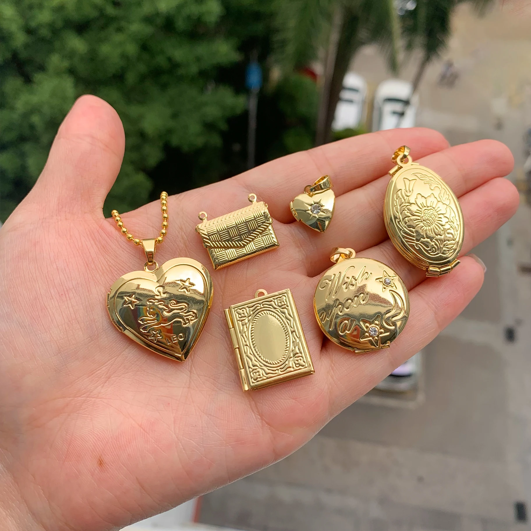 Vintage Luxury Women Dainty 14k Gold Plated Sublimation Memory Photo I Love You Couple Heart Chain Locket Pendant Necklace