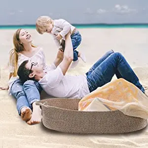 Baby Changing Basket - Table Topper and Thick Foam Pad with Storage
