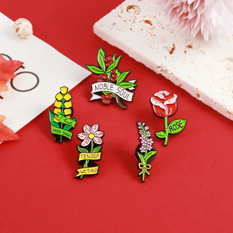 Factory 100% OEM custom design elegant colorful flower beautiful brooch badge metal zinc alloy crafts hard soft enamel lapel pin