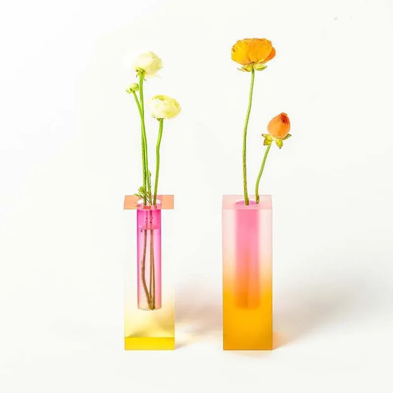 High Quality Small Glass Plexiglass Vase 3mm Dazzle Colored Acrylic for Home Decoration Model Flower Artificial-Plastic Crafts