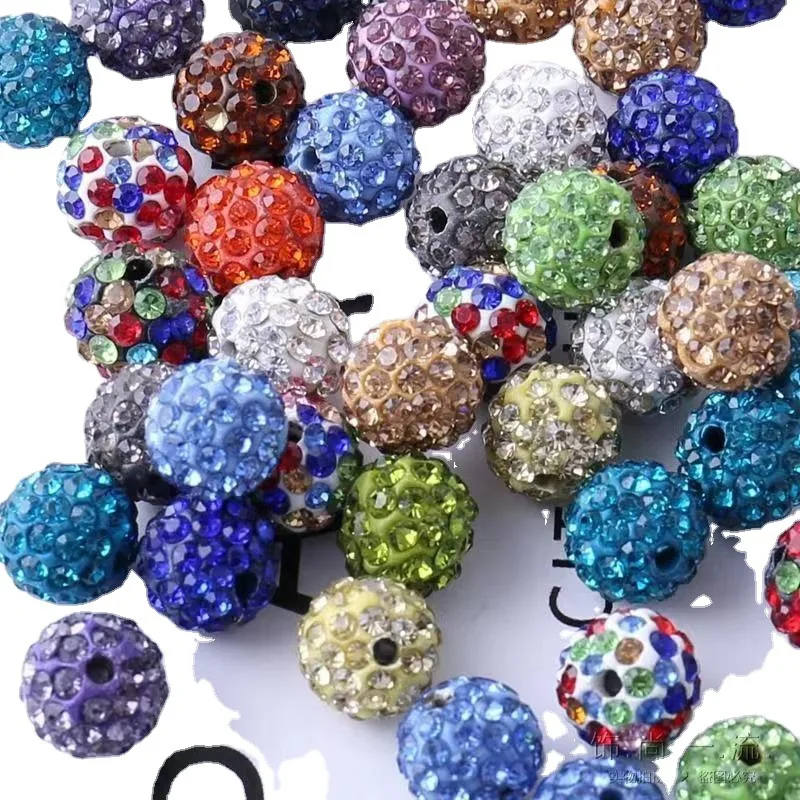 10mm Round Chunky Resin Rhinestone Beads Polymer clay balls inlaid with crystals Shambhala beads For Pen Jewelry Making Bracelet