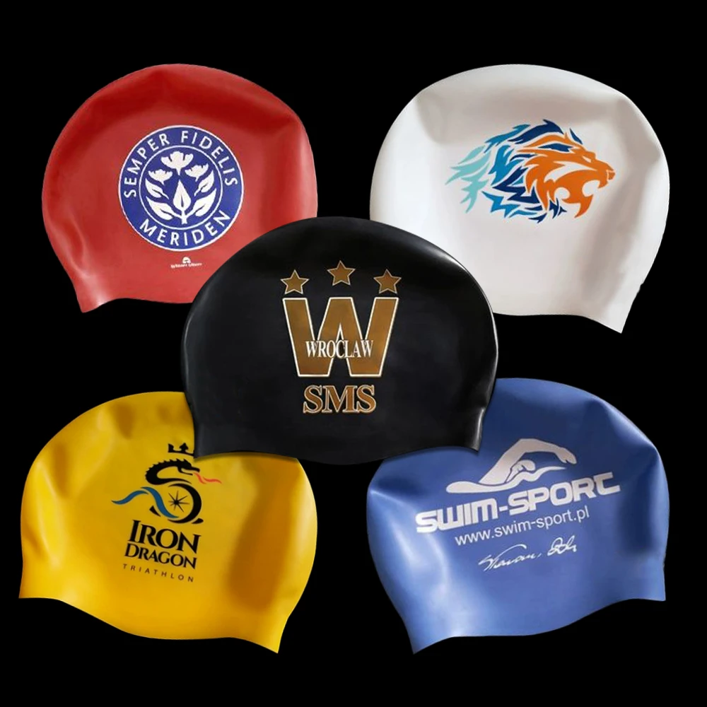 Adult flag swim cap helmet silicone swim cap custom logo sport arena swimming caps