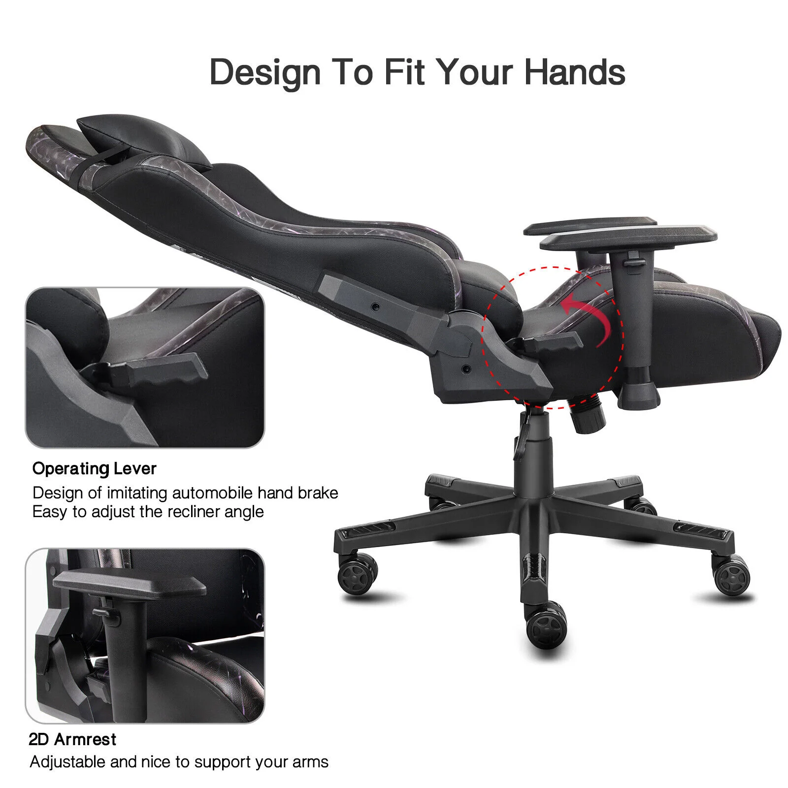 Custom Spain Grey Leather Ergonomic 2d Computer Gaming Chair Racing Reclining Office Desk Chair with Rgb Mouse Mat Pad Keyboard
