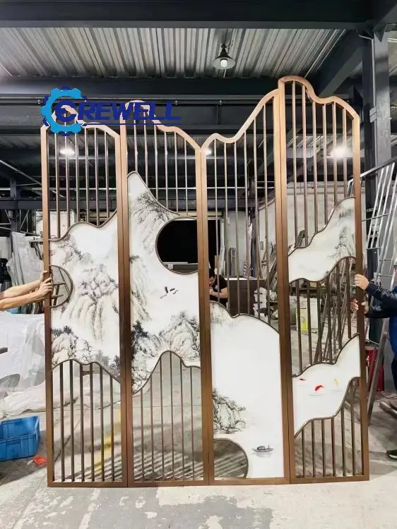 easy mounting retro style ss mirror PVDF moveable screens room dividers for lounge