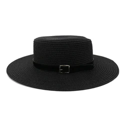 2022 New Fashion Fedora Beach Sun Hat uv Protection Custom Boater Flat Top Straw Hat