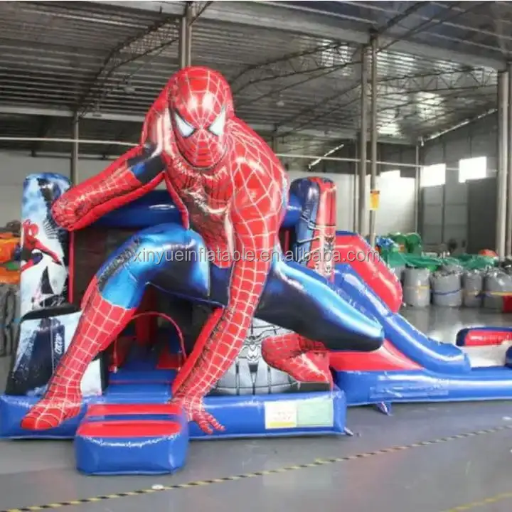 Дешевые коммерческие Spiderman надувной Надувной замок ПВХ 0 55 мм пользовательский размер для детей купить
