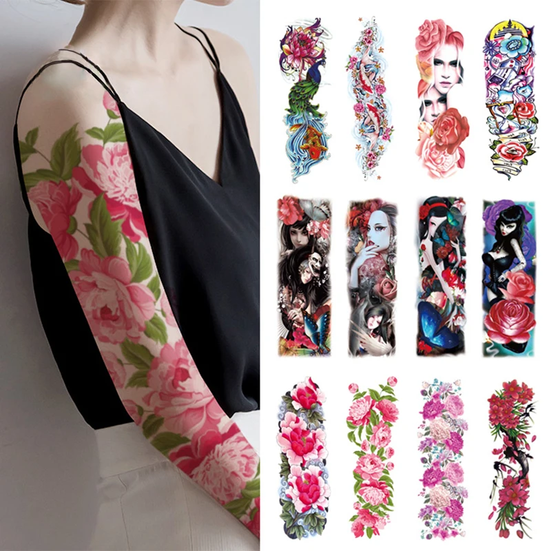Custom Large colour Temporary Tattoos Full Arm Temporary Tattoo Sleeve for Men and Women Fake Large 3D Tatoo Stickers