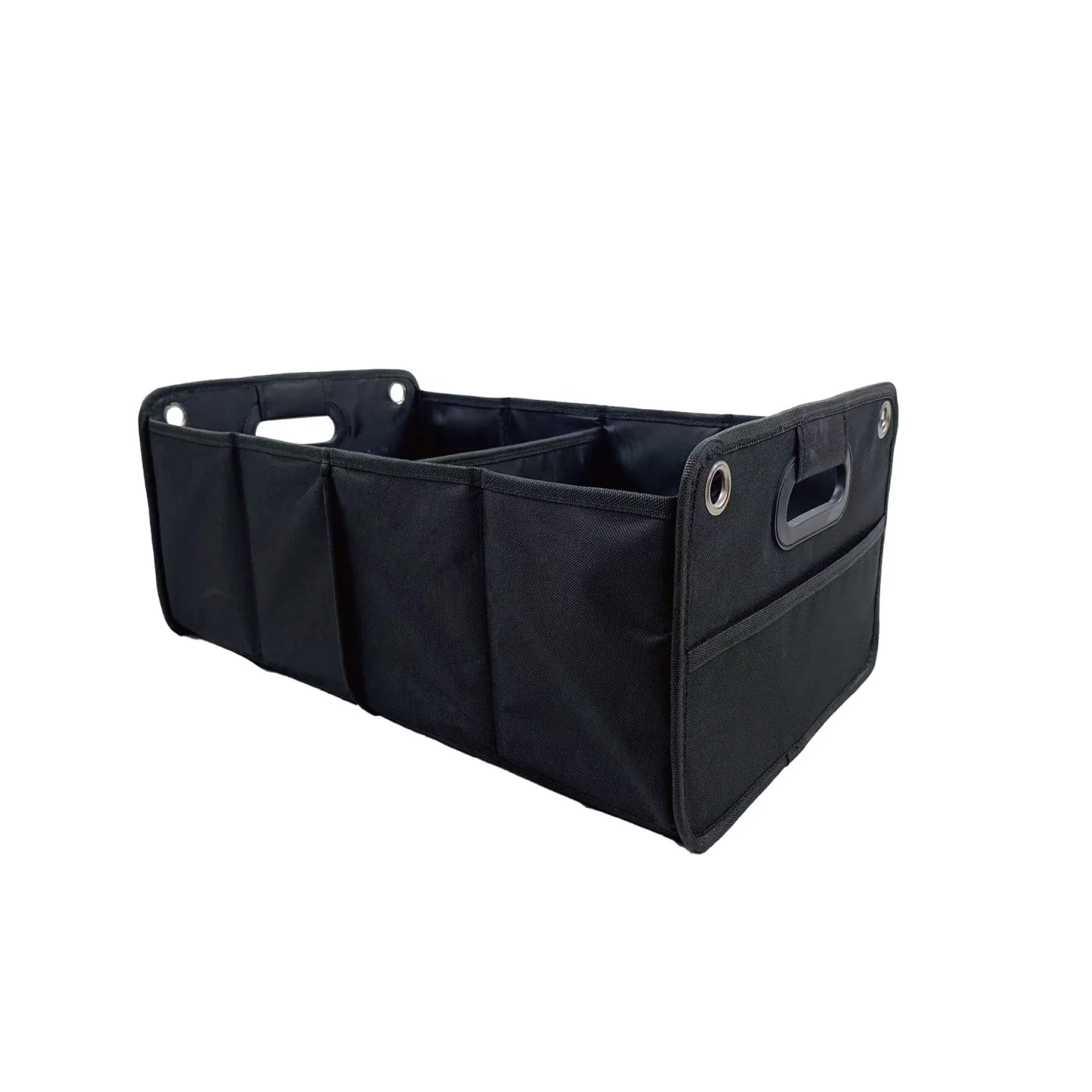Black Car Trunk Organizer Non-Skid Waterproof Storage Box Multi-Compartment Fabric Boot Tidy Bags-for Casual Outdoor Tours