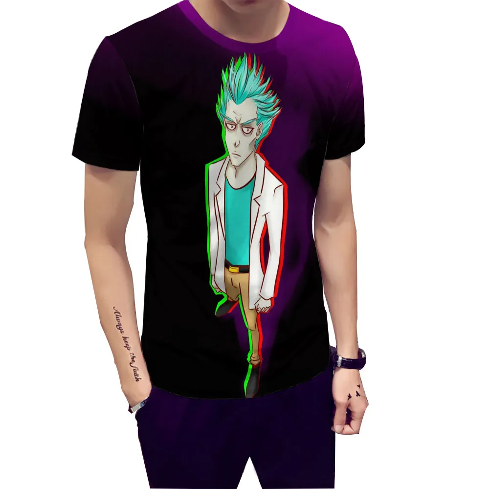 
wholesale custom printing o-neck t-shirt oversized comic 3D print Anime tshirt for men 