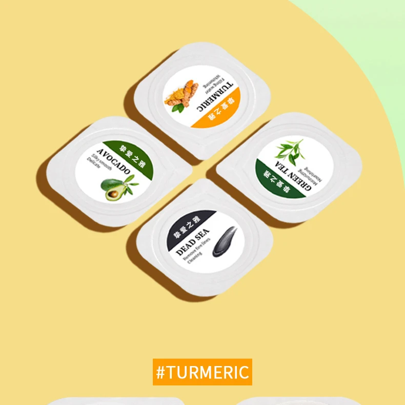 Custom Private Label Turmeric Green Tea Pink Rose Face Mud Clay Mask Facial Mask Acne Skin Portable Facial Mud Mask