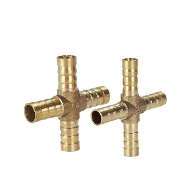 
Cross Type 12mm Brass Barb Fittings Pneumatic Parts Pagoda 4 Ways Branch Gas Hose Connector 