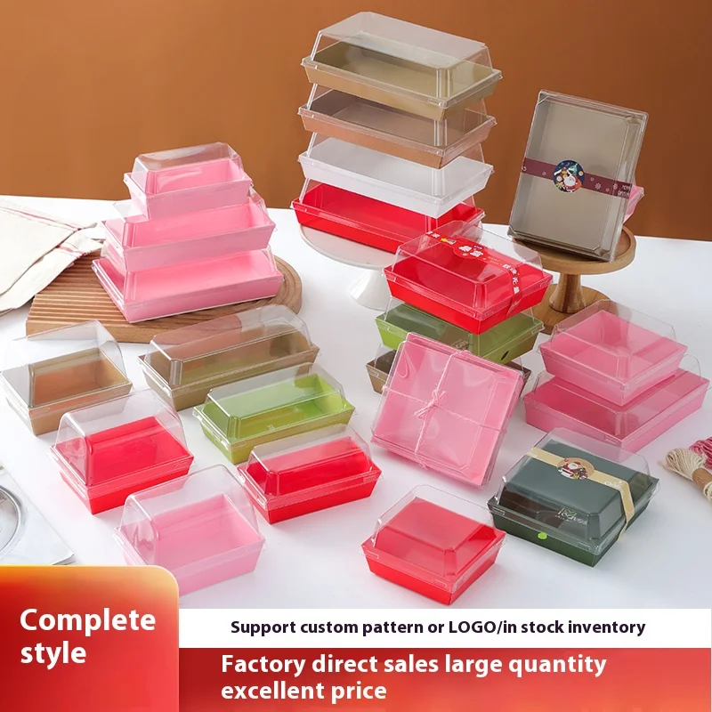 Logo Printing Food Grade Paper Bakery Packaging Box Sushi Swiss Roll Cake Takeaway White Box with Lid