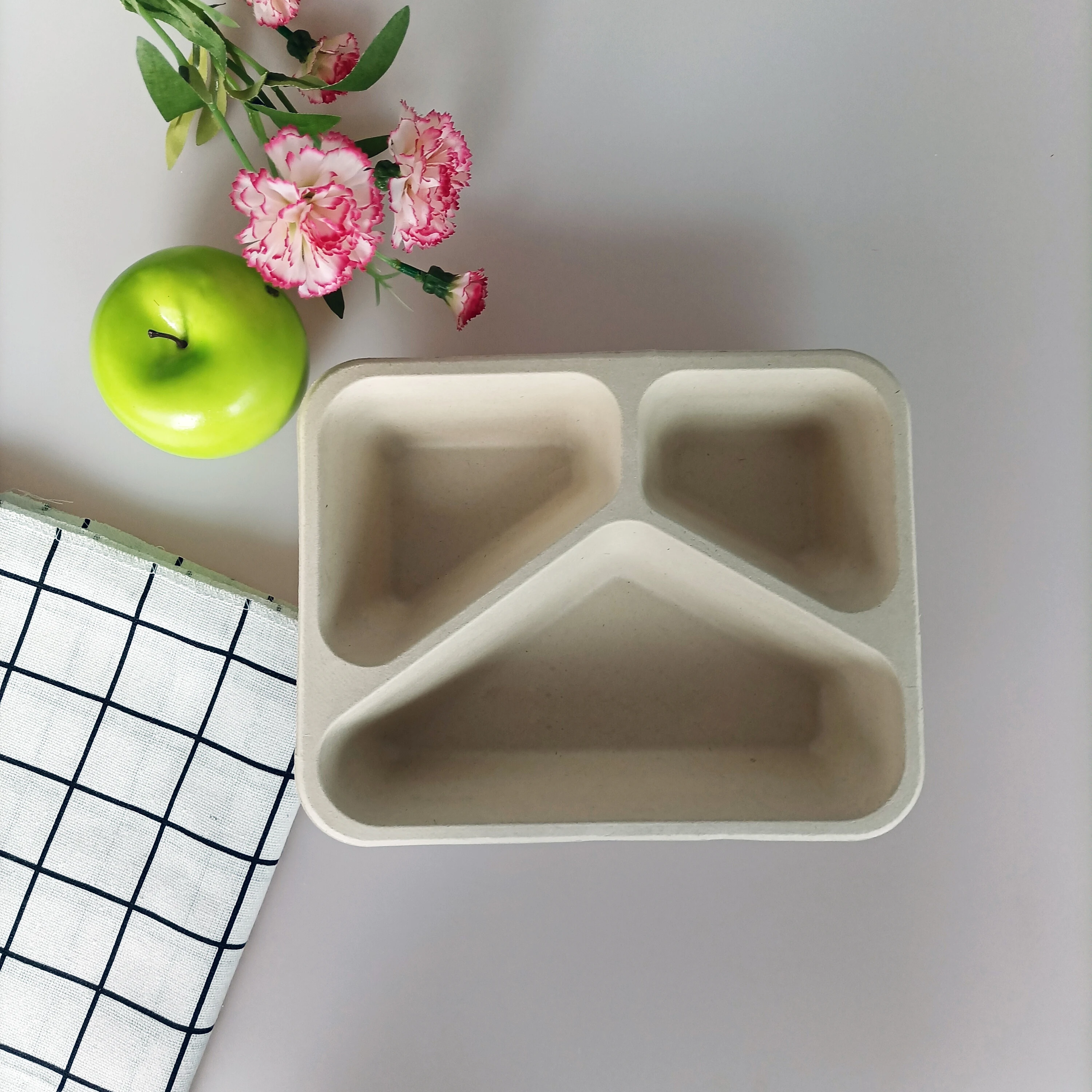 Customized Lightweight 100% Biodegradable Sugarcane Bagasse Food Tray For Snack Dish
