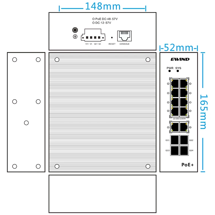 Enterprise Switch 8*GE PoE +2*GE+4* GF Industrial PoE Extend 300 Meters Distance For Switch Poe Internet